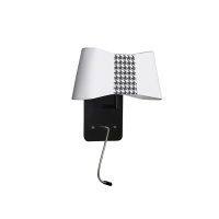 Applique liseuse LED Petit Couture Blanc et Pied-de-Poule Designheure