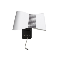 Applique liseuse LED Grand Couture - Blanc et Pied-de-Poule - Designheure